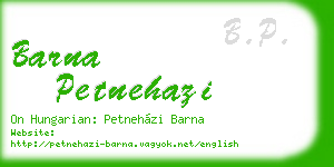 barna petnehazi business card